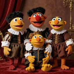 muppet babies during the baroque era, highly detailed, color restoration, high - res