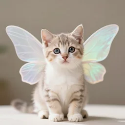 adorable kitten with fairy wings, photograph