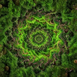 a psychedelic fractal moss universe, fractal, mandelbrot, depth and contrast, style david normal
