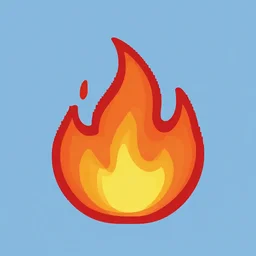 game icon for fire, digital vector style, two colors, sharp, crisp edges