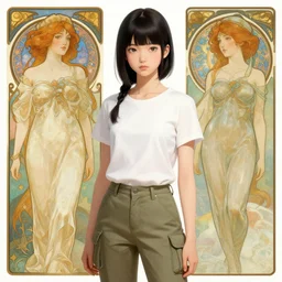 a digital concept art by nick knight artgerm, greg rutkowski and alphonse mucha. of a japanese girl detailed features wearing cargo streetwear - sporty, sleek, tech utility - lots of zippers, pockets, synthetic materials, chic'techno fashion trend by issey miyake and balenciaga