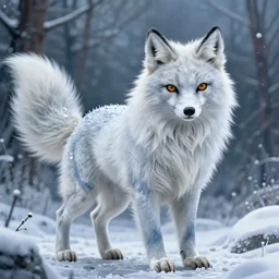 Ice Fox, trending on artstation, ultra detailed, 8k, character illustration by Greg Rutkowski, Thomas Kinkade.