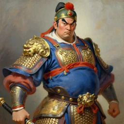 attractive beefy male with armor, guan yu, character design, colorful paint, sweat, painting by gaston bussiere, craig mullins, j. c. leyendecker