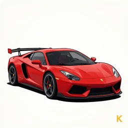 Red Hot European Style Sports Car, Cartoon, Caricature, Vector Illustration Pro Vector, 8k