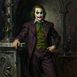 realistic renaissance full figure portrait painting of a joker in dark dungeon, jodhpurs greg manchess painting by sargent and leyendecker, studio ghibli, medium shot asymmetrical intricate elegant illustration hearthstone, by greg rutkowski by greg tocchini by craig mullins