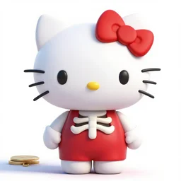 Hello Kitty as Skeleton, digital art, hyperrealistic, artstation,8k high quality,