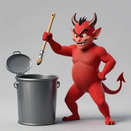bob ross beating the devil out of a trash can with a paint brush, trending on artstation, digital art, highly detailed, smooth