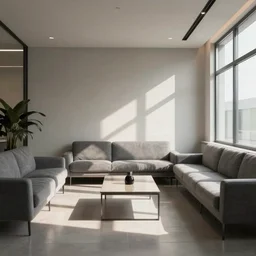 a liminal clean corporate waiting room
