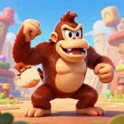 high school picture of donkey kong, professional digital art, epic, fun, nintendo