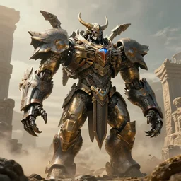 still frame from'gods vs celestials'movie, ancient mythological godkiller construct by titan, doom eternal epic mecha demon boss by beksinski and jakub rozalski