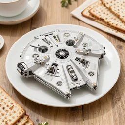 Passover Seder plate themed to the Millennium Falcon, product photography