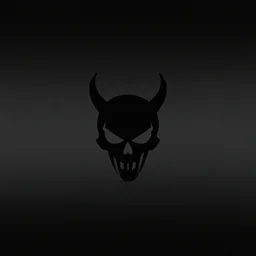 1 : 1 hyper illustration, album artwork, analogous texture, dark and desaturated colours, futuristic year 4 0 0 0, centered design, minimal features, large dark gradients, contrasting colours, low colour, satanic evil logo, devil music, minimal sharp logo, turbo evil, skull, devil, super turbo dark colours, impossible black, big gradients, minimalist
