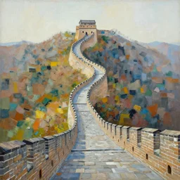 an abstract painting of the great wall