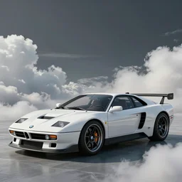 a random crossover design sport car in a utopia world. art by filip hodas. clouds by rhads. car by bmw.