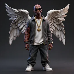 zombie tupac angel, 4 k, unreal engine, ray tracing, 2 pac, rapper, octane render, blender, high res, detail