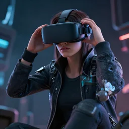 a person trapped in virtual reality, futuristic, cyberpunk, 3 d rendered, 3 d rendering, dramatic lighting