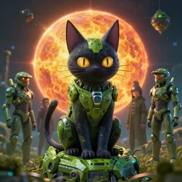 studio ghibli, evil cat, solar, green technology, optimist future by asher durand. intricate artwork by tooth wu and wlop and beeple and dan mumford and greg rutkowski and nekroxiii. halo. octane render, cinematic, hyper realism, octane render, 8 k, depth of field, bokeh. iridescent accents. vibrant