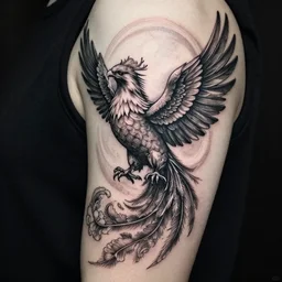 phoenix tattoo, intricate, fine details, ultra detailed