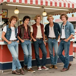 edwin lord weeks illustration, highly detailed, 1 9 5 0 s greaser biker gang, greaser biker gang hanging out at the ice cream parlour