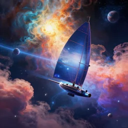 D&D Spelljammer sailing through wildspace. Colorful gas clouds, stars, Backgrounds