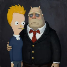 painting of beavis and butt - head in style of american gothic