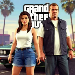 Laurel and Hardy in Grand Theft Auto 5 cover art, epic, 4k resolution, extremely detailed, very sharp, artstation, digital art, vibrant,