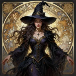 beautiful female witch, portrait, fantasy, symmetry, detailed, hyperrealism, intricate, dynamic lighting, digital art, digital painting, artstation, wlop, sharp focus, illustration, art by artgerm and greg rutkowski and alphonse mucha, 8 k