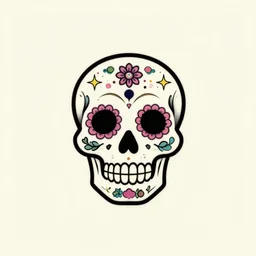 a small vector tattoo design. art nouveau sugar skull.