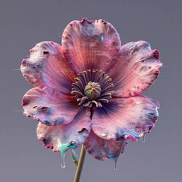 a flower blooming, liquified, glitch art, decayed, 3 d object, digital art, abstract illusionism, trending on behance, by alberto seveso, by david mcleod, octane render, unreal engine
