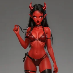 Red-skinned Devil-girl, trending on artstation, trending on pixiv, detailed and realistic