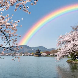 Autumn Rainbow in West Lake, Cherry blossoms, China, by Hasui Kawase