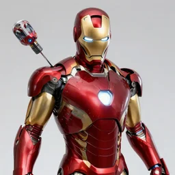 Iron Man using gadgets to fix his suit, highly detailed,