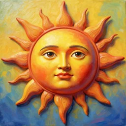 stylish colourful caricature - 3 d vfx art - of the sun, art style by zdzisaw beksinski & hsiao - ron cheng, character concept art, unreal engine render, digital illustration, sharp, intricate detail, volumetric light, ray tracing, soft light, claymation style, symmetric, acrylic on canvas, pinterest, artstation, behance,