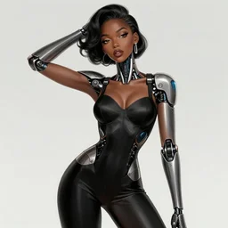 portrait of an absurdly beautiful, graceful, sophisticated, fashionable black cyberpunk mechanoid gravure idol, hyperdetailed illustration by irakli nadar, matt wisniewski style, intricate linework, dark black skin, jellyfish headdress, bone necklace, unreal engine 5 highly rendered, global illumination, radiant light, detailed and intricate environment