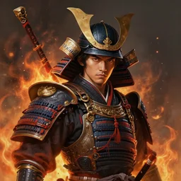 a detailed portrait of a fire samurai, by victo ngai and justin gerard, digital art, realistic painting, very detailed, sharp focus, fantasy, dnd, trending on artstation