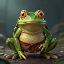samurai frog digital rt trending on artstation, dramatic lighting, 8k