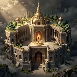 huge fantasy dungeon, cross section architectural diagram