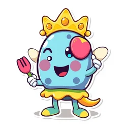 cute miss mascot flingouste flingouste clauncher food sticker art, cronobreaker, beeple game icon