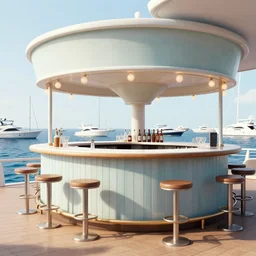 tiki bar by simon stalenhag with yachts