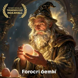 wizard examining eggs, digital 2d fantasy art