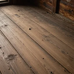 4K old and dusty cabin wood floor with cratches and bumps. Seamless high detailed PBR material.