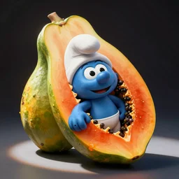 the fruit papaya as papa smurf