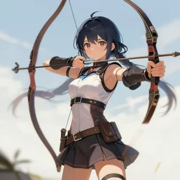 anime girl with a bow and arrow, artstation trending, concept art, digital painting