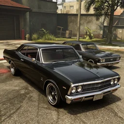4 door 1 9 6 7 chevrolet impala painted black, in red dead redemption 2