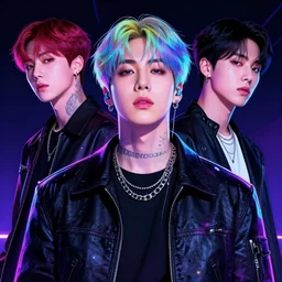 BTS Jungkook cyberpunk art by WLOP, Greg Rutkowski, Ross Tran