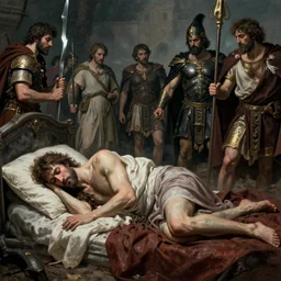 romanians waking up from sleep of death into which they have been sunk by the barbaric tyrants, epic colored scene