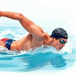 concept art of swimmer, vector art, by cristiano siqueira, brush hard, highly detailed, artstation, high quality