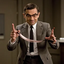 film still of Mr. Bean playing Terminator, 4k