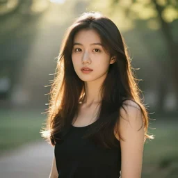 portrait of beautiful female standing in god rays