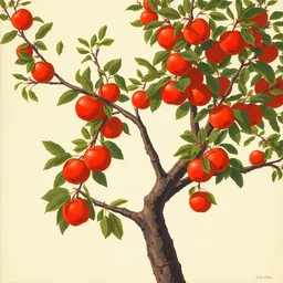 a fruitful apple tree, limited neutral palette, by pascal campion, petros afshar, anton fadeev, dean ellis, randolph stanley hewton, beautiful graphic, propaganda poster art 1 9 7 0 s illustrated advertising art, painterly design